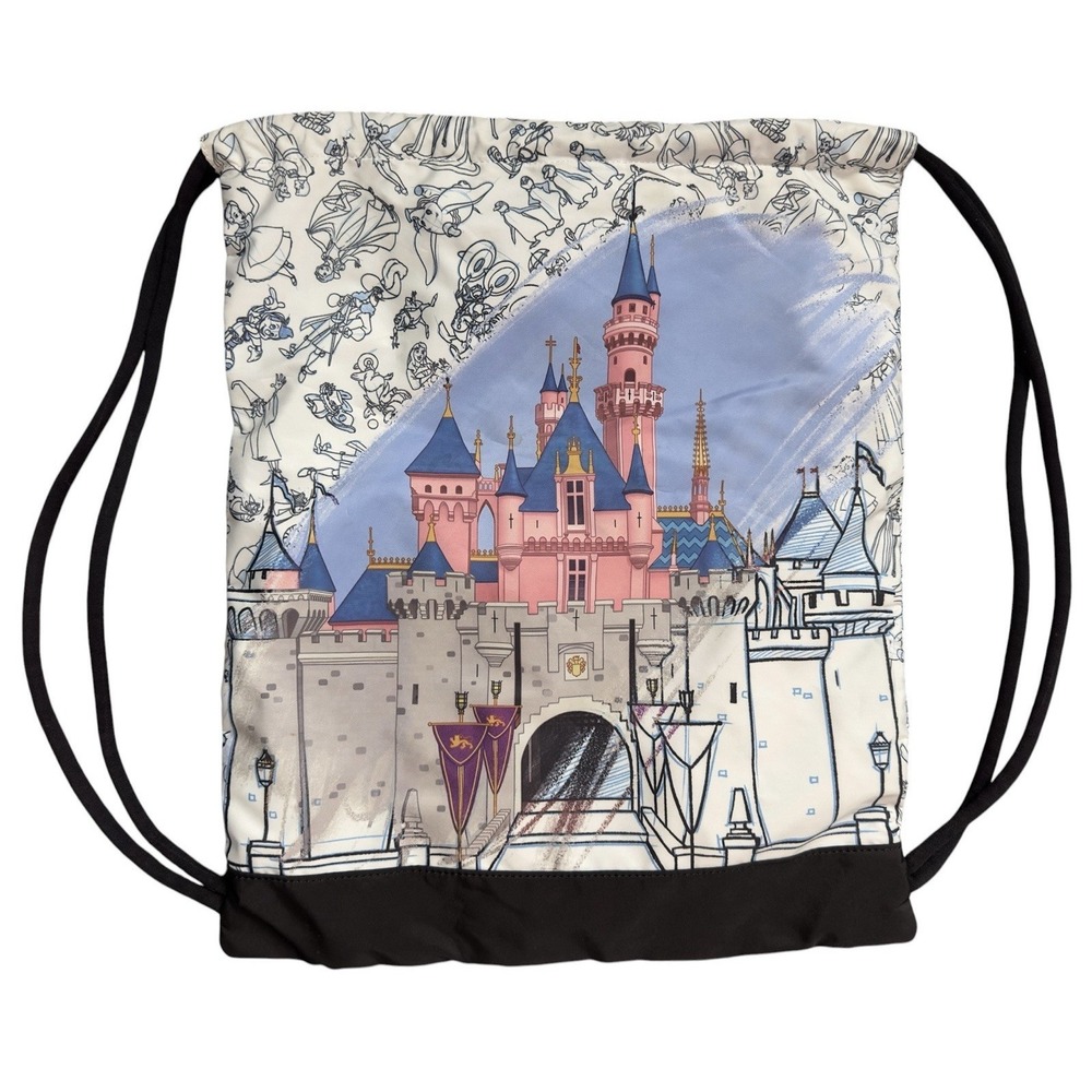 Disneyland Parks Ink & Paint Aurora Castle Drawstring Cinch Sack Tote Bag